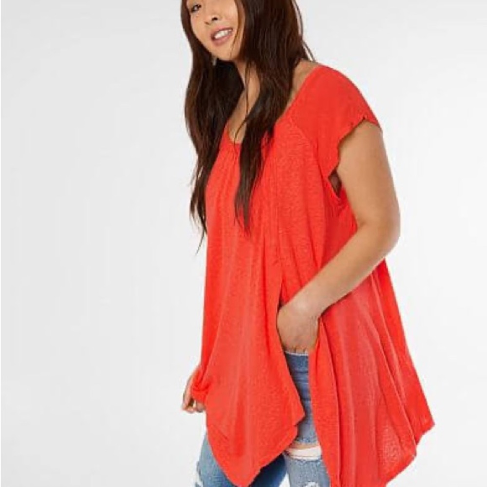 Free People Xs/S Linen Blend Oversized Tunic Tee - Picture 13 of 13